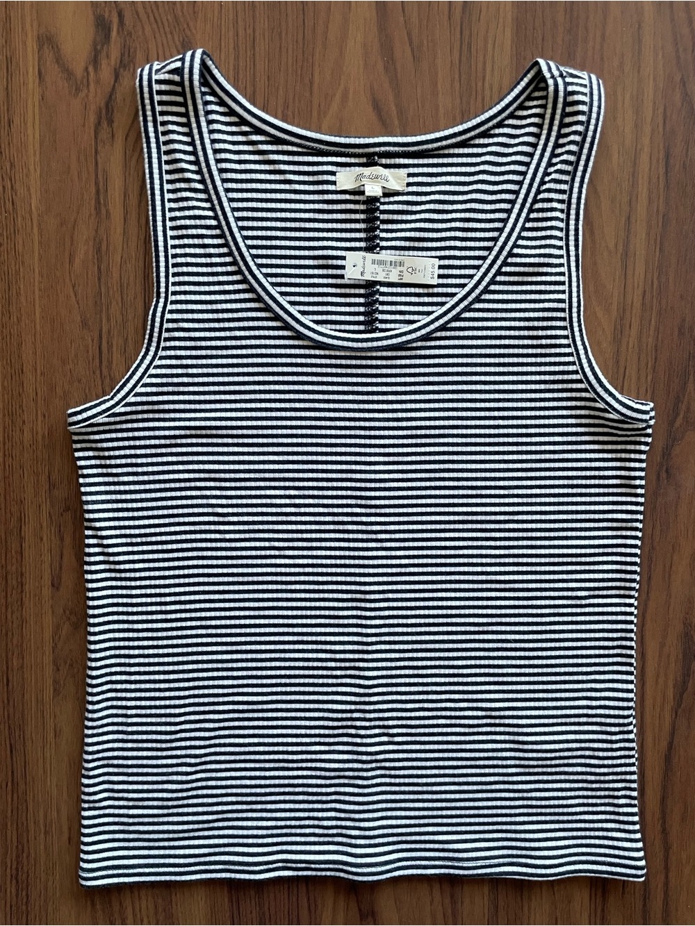 Madewell Black & White Striped Rib Tank Top